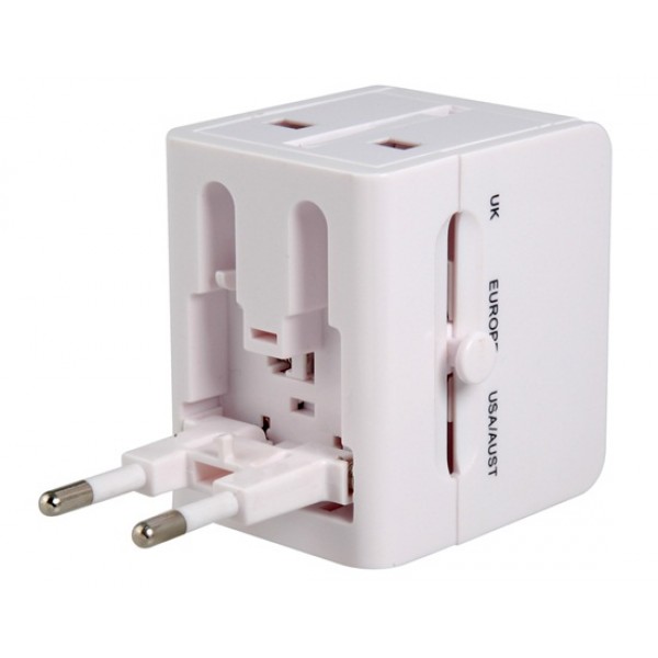 Dual USB Universal World Travel Power Adapter (White)