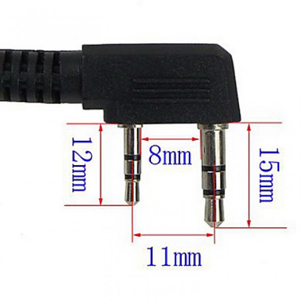 2 Pin Big Square Ptt Earpiece For Tyt Uv5R 888S Th Radio Black