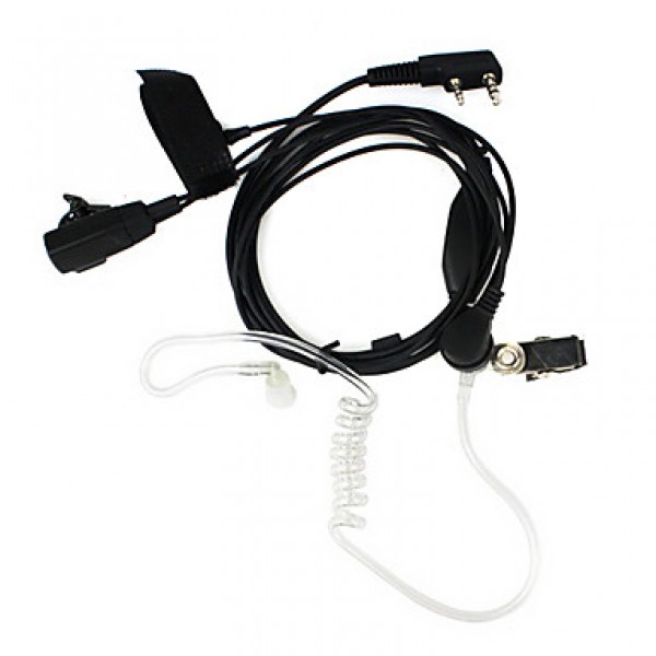 2 Pin Dual Ptt Covert Acoustic Tube Earpiece Mic For Radio Tyt Uv5R 888S Black